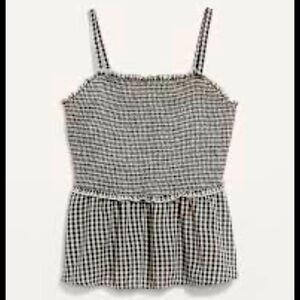 Smocked Gingham Peplum Tank